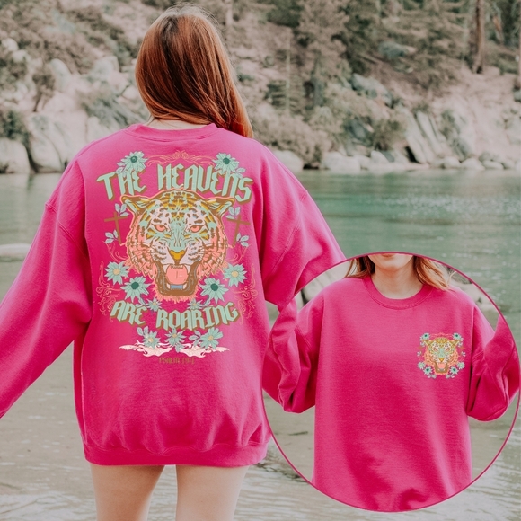 Heavens Are Roaring Psalm 19:1 Bible Tiger Christian Faith Religious Sweatshirt - Picture 8 of 16